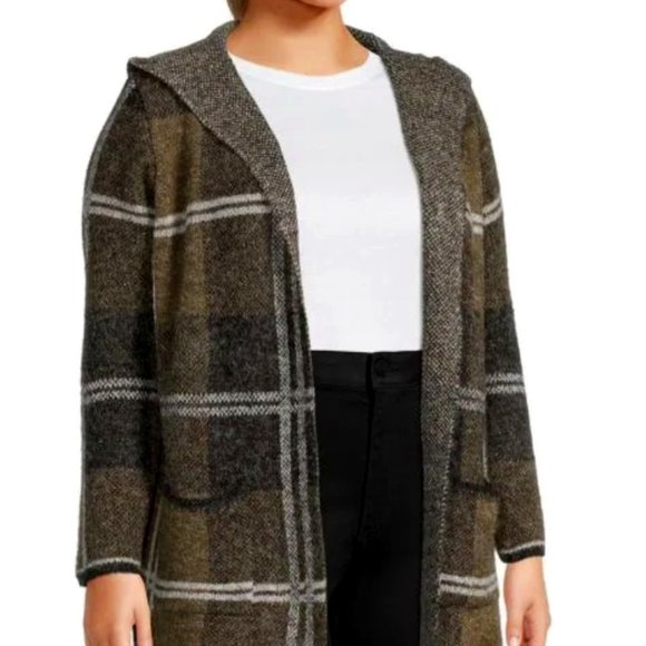 Joseph A Sweaters - Joseph A Plus Windowpane Knit Cardigan